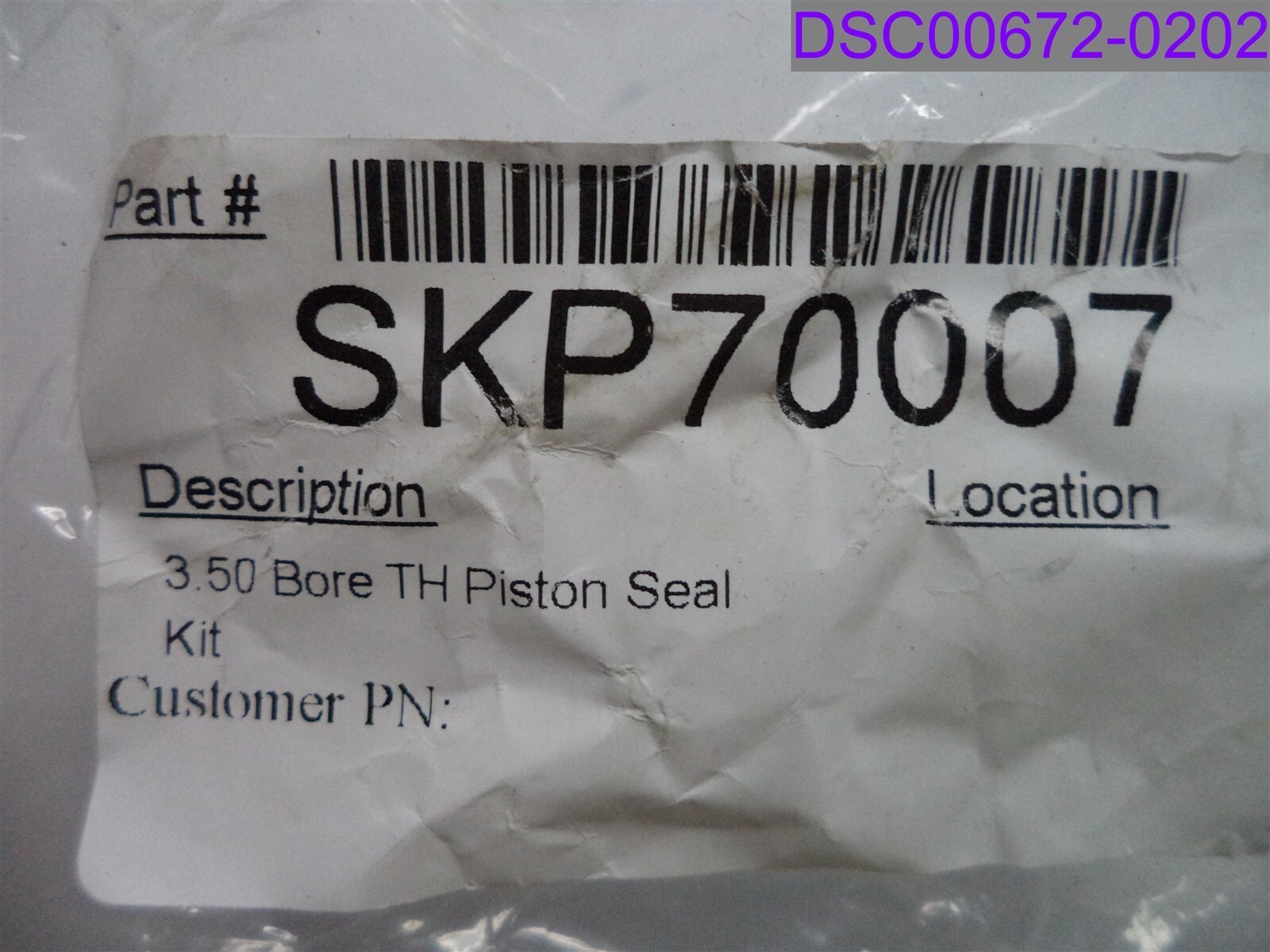 TH Piston Seal Kit 3.50 Bore P/N SKP70007