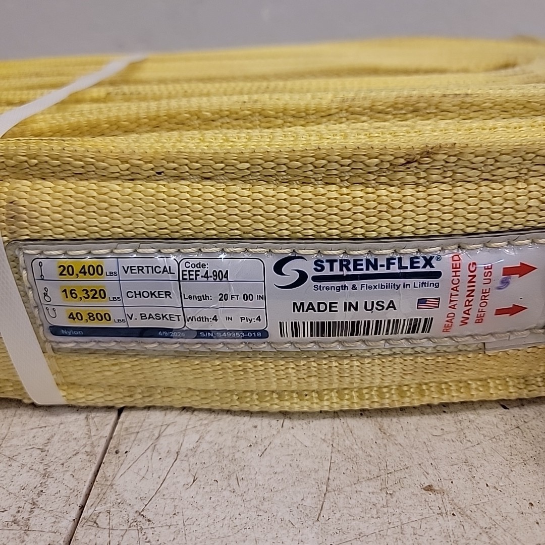 Stren-Flex Eef-4-904-20 Synthetic Web Sling, Type 3, 20 Ft L, 4 In W, Nylon,
