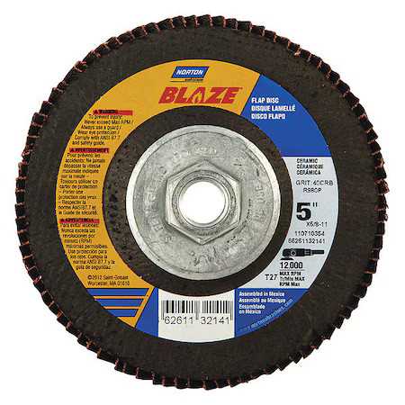 Norton Abrasives 66261132141 Flap Disc, Coarse, 40 Grit, 5″ Dia.