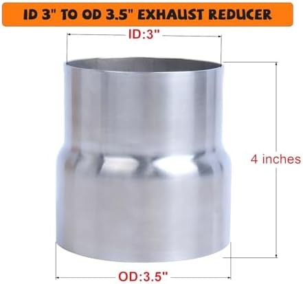 Universal Stainless ID 3 inch to OD 3.5 inch Exhaust Adapter Reducer | Seamless
