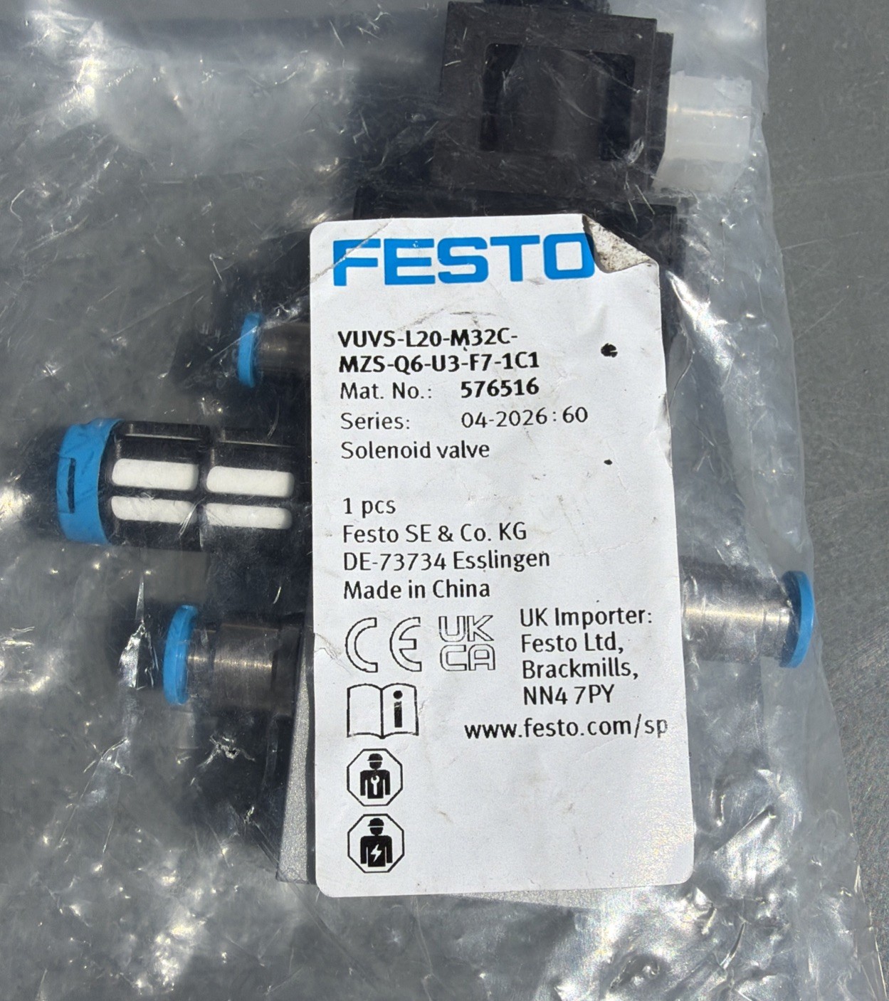 Festo VUVS-L20-M32C-MD-G18-F7 Solenoid Valve VUVS-L20-M32C-MZS-Q6-U3-F7-1C1