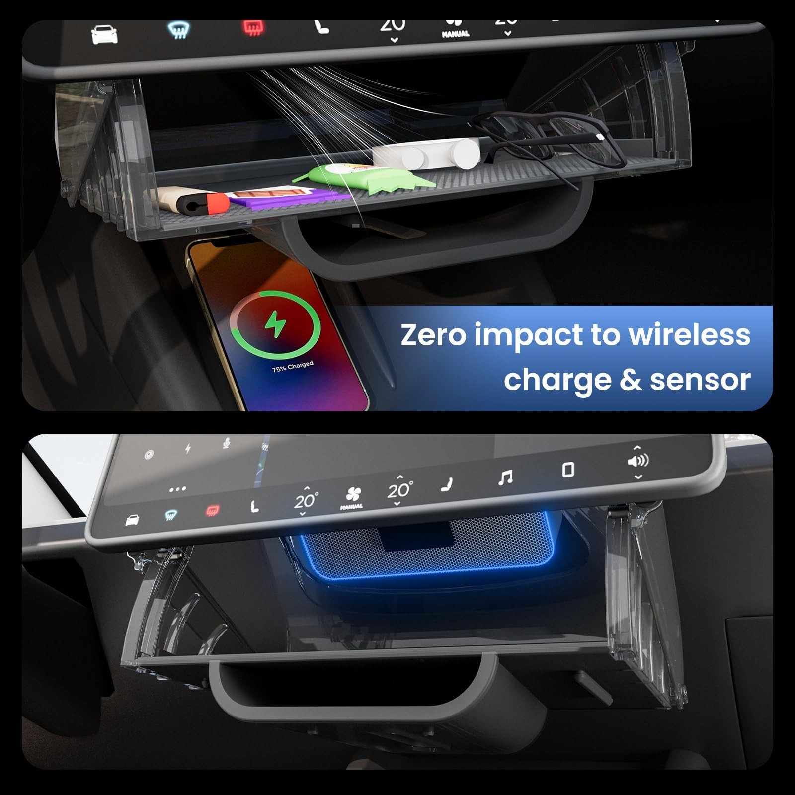 for Tesla Model Y Juniper Under Screen Storage Organizer 2025-2026/Model 3 Hi…