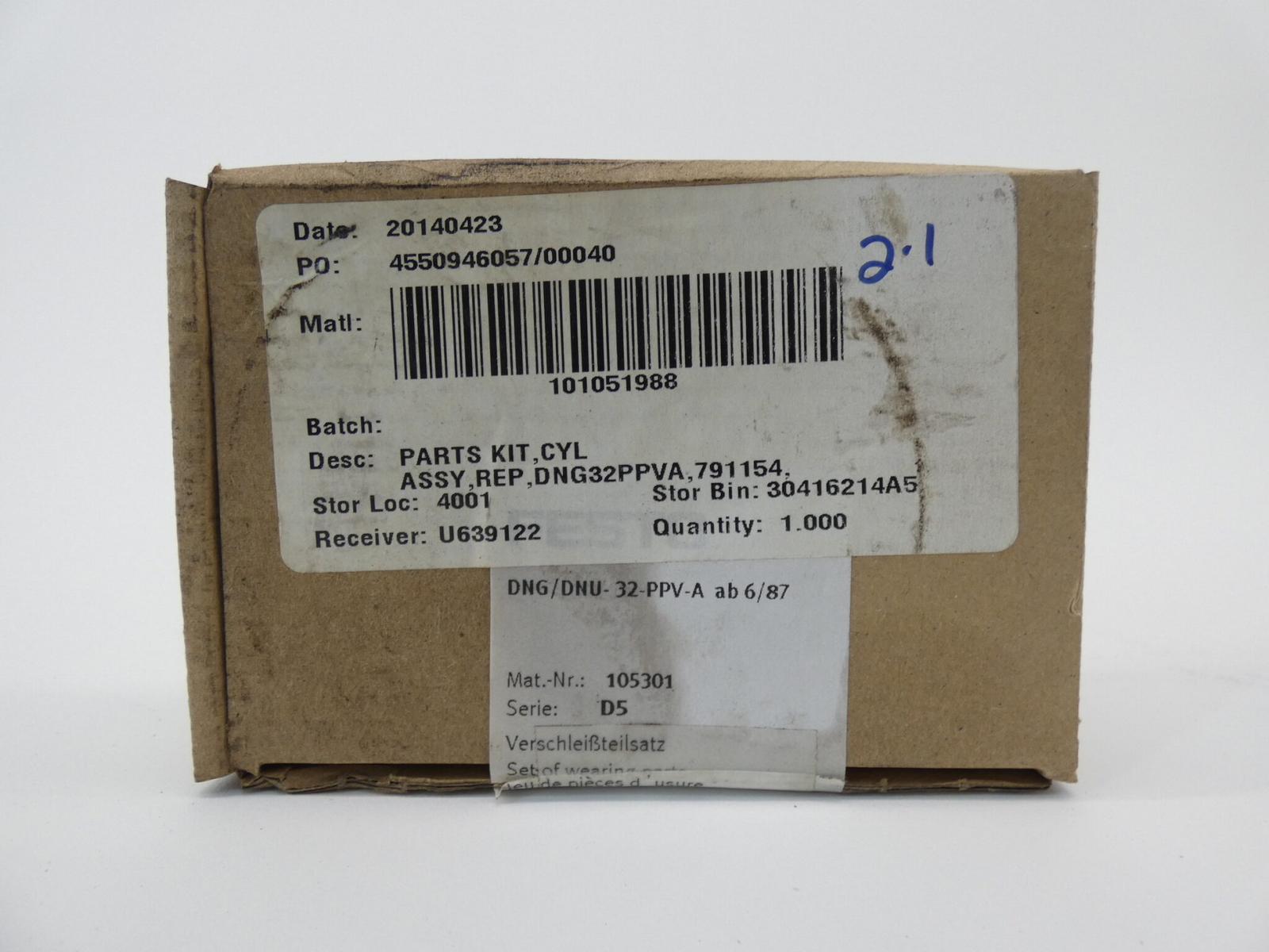 Festo 105301 Cylinder Parts Repair Kit DNG/DNU-32-PPV-A AB 6/87 – NEW Surplus!