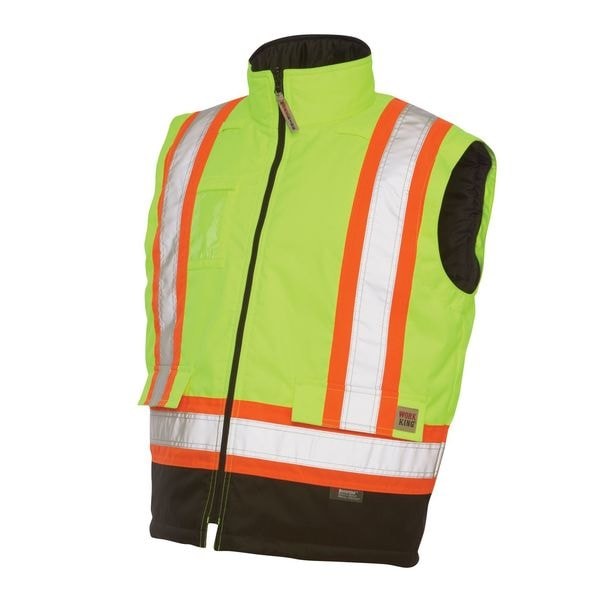 Tough Duck S42621 Men’s Hi-Vis 5-In-1 Safety Jacket, 300D Poly Oxford With Pu