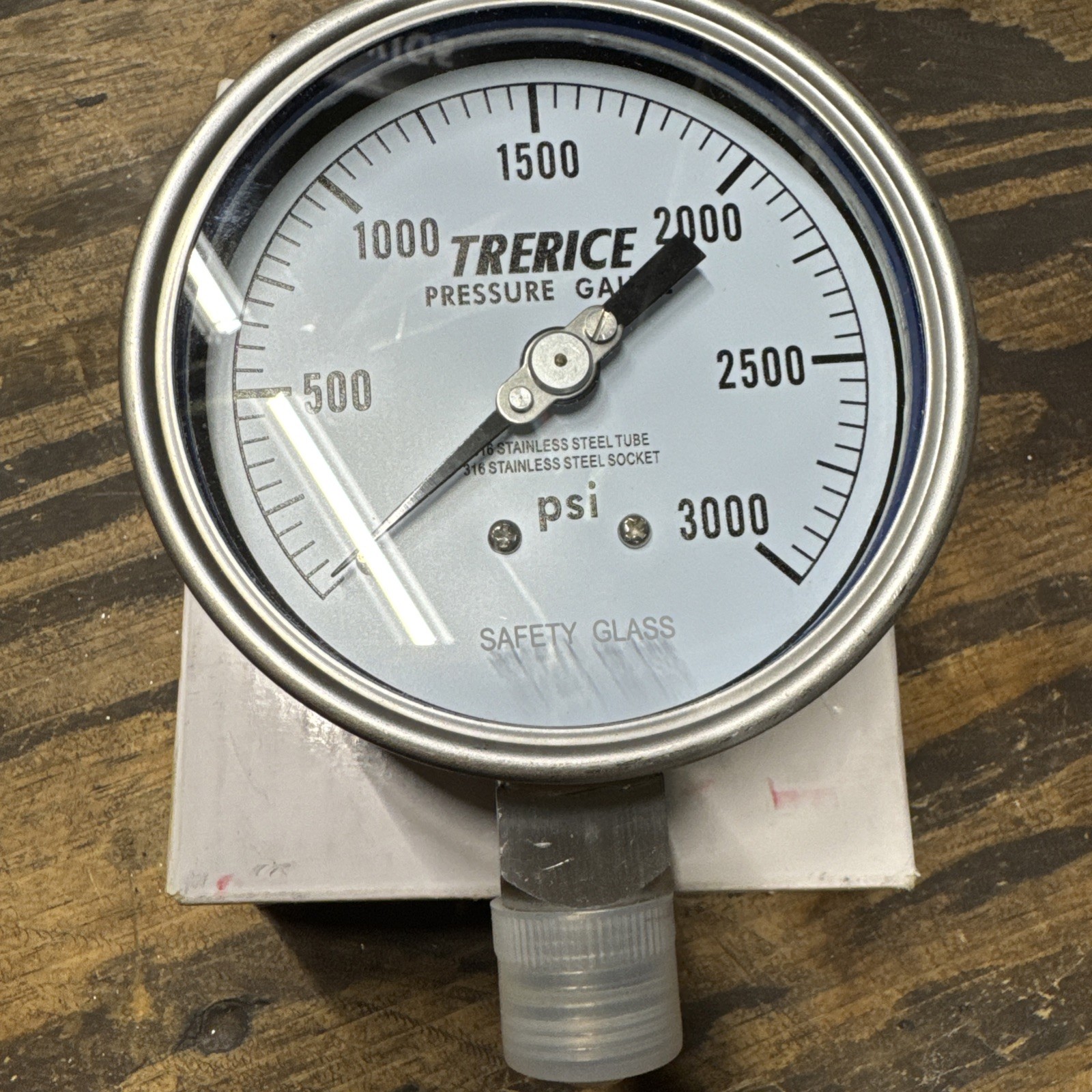 Trerice 700SS4004LA3000 Industrial Pressure Gauge 0-3000psi 4.0 1/2 NPT Lower OC