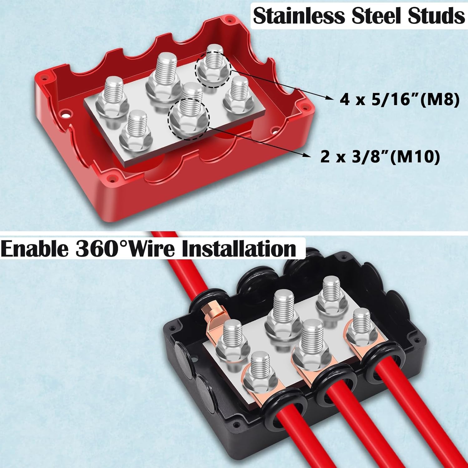 500A Marine Bus Bar Power Distribution Block Heavy Duty Waterproof Car Boat Sola