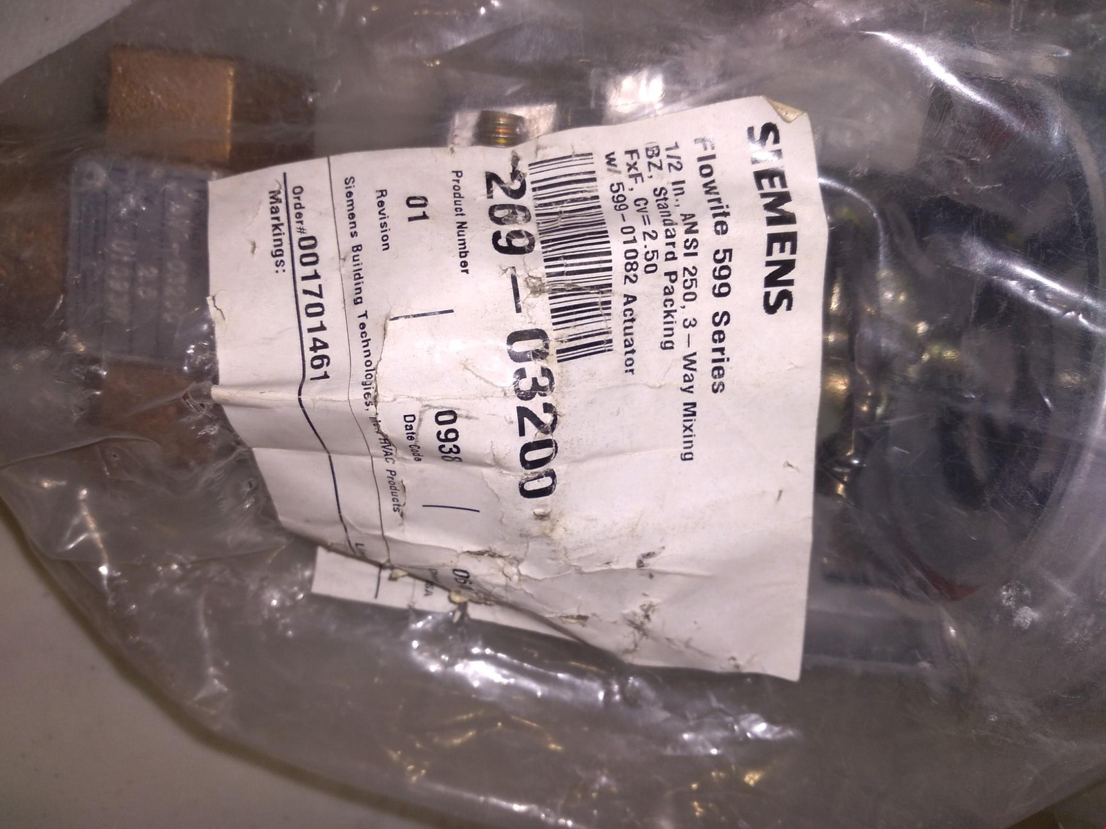 SIEMENS 569-03200 599 SERIES 1/2 IN 3WAY 2.50CV 599-03200 WITH 599-01081