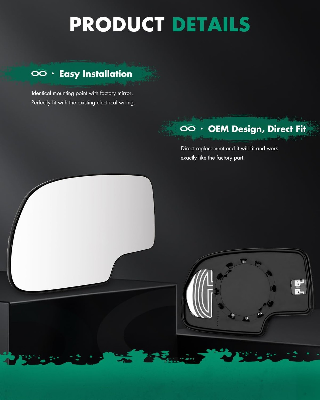 SCITOO Right Side View Mirror Glass fit For 2003-2007 For Chevy For GMC Silve…