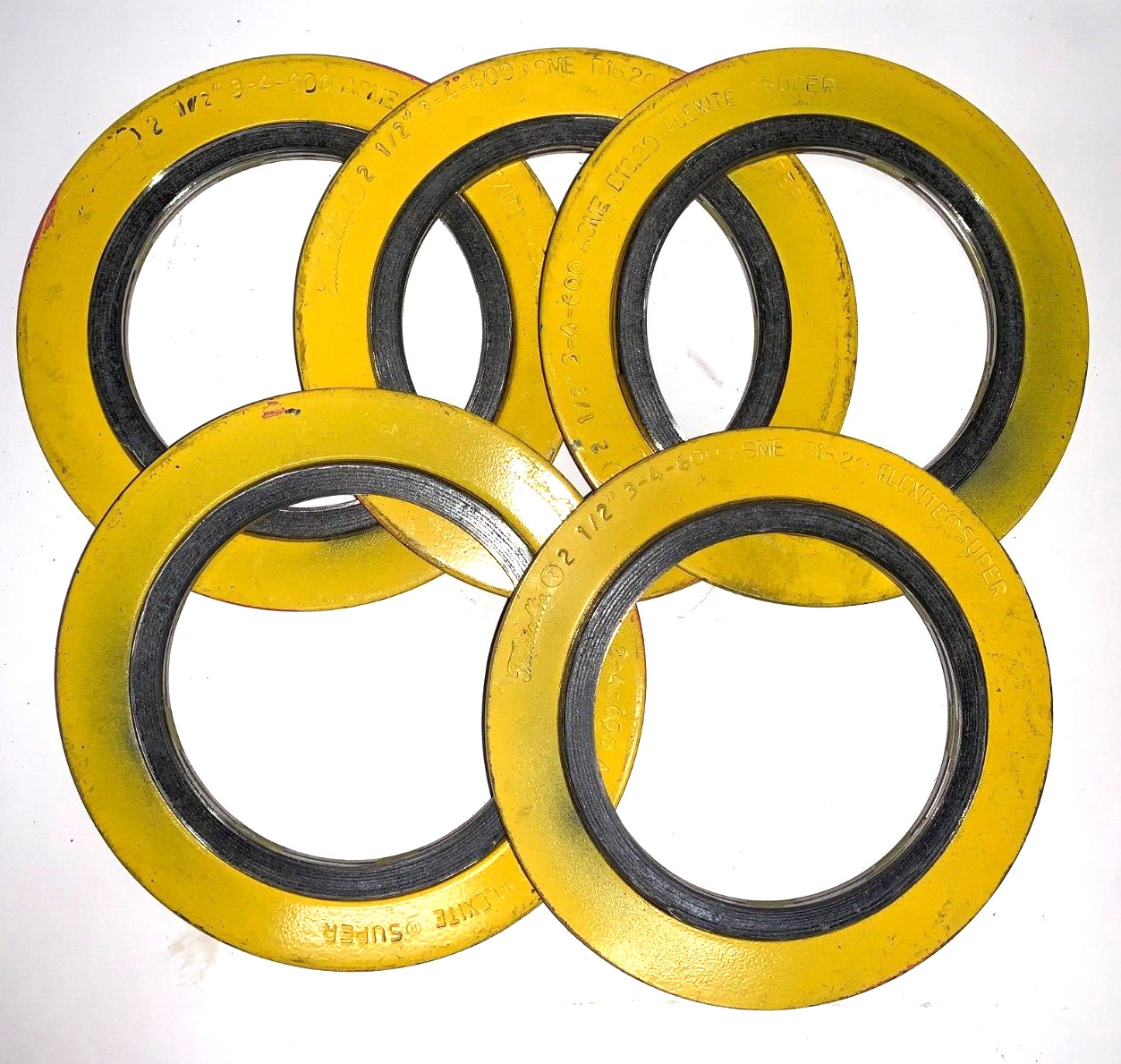 FLEXITALLIC FLEXTITE SUPER SPIRAL WOUND GASKET 3-4-600 2-1/2″ PIPE SIZE LOT OF 5