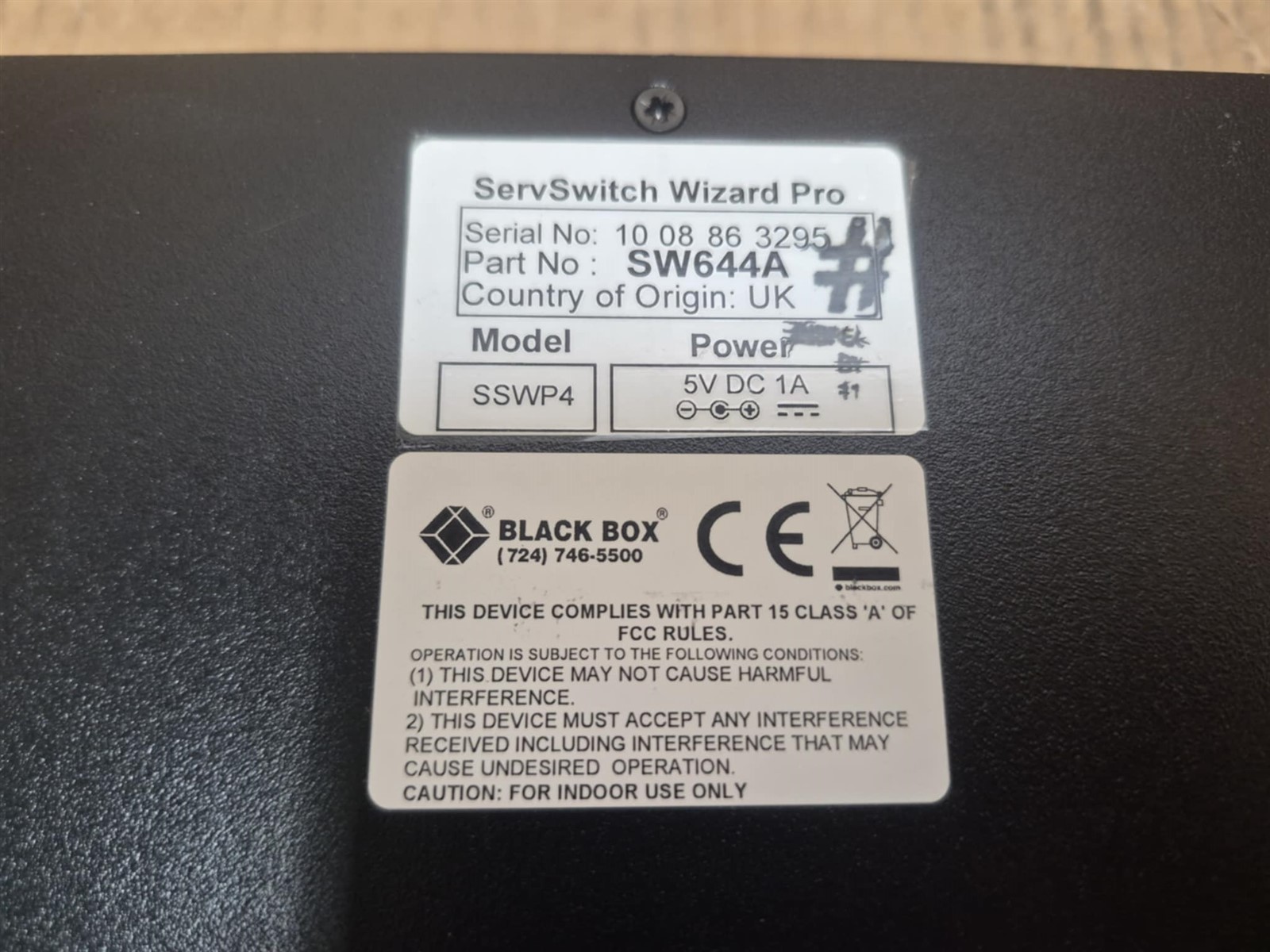 Black Box ServSwitch Wizard Pro Part No. SW644A