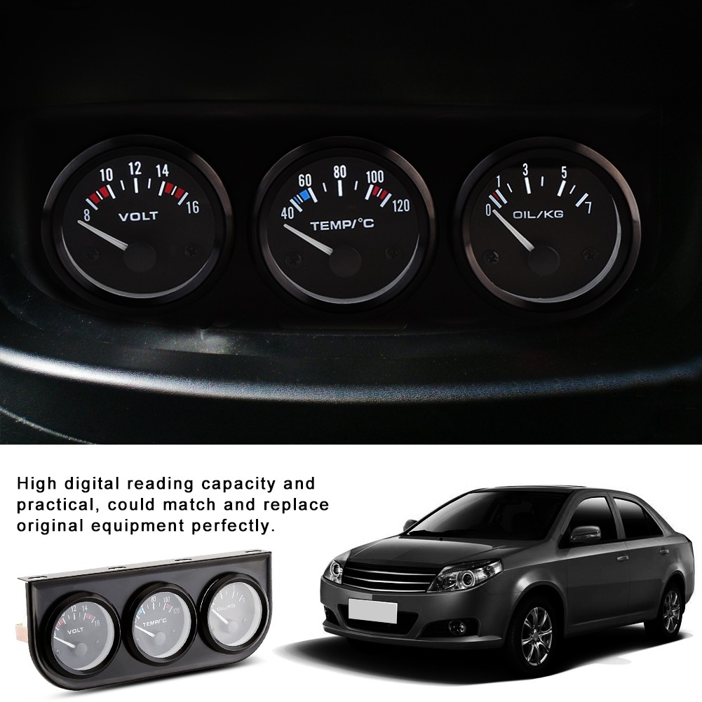 RASTKY 3 In 1 Car Gauge Voltmeter Water Temp Gauge Oil Pressure Meter W Sen NTIW
