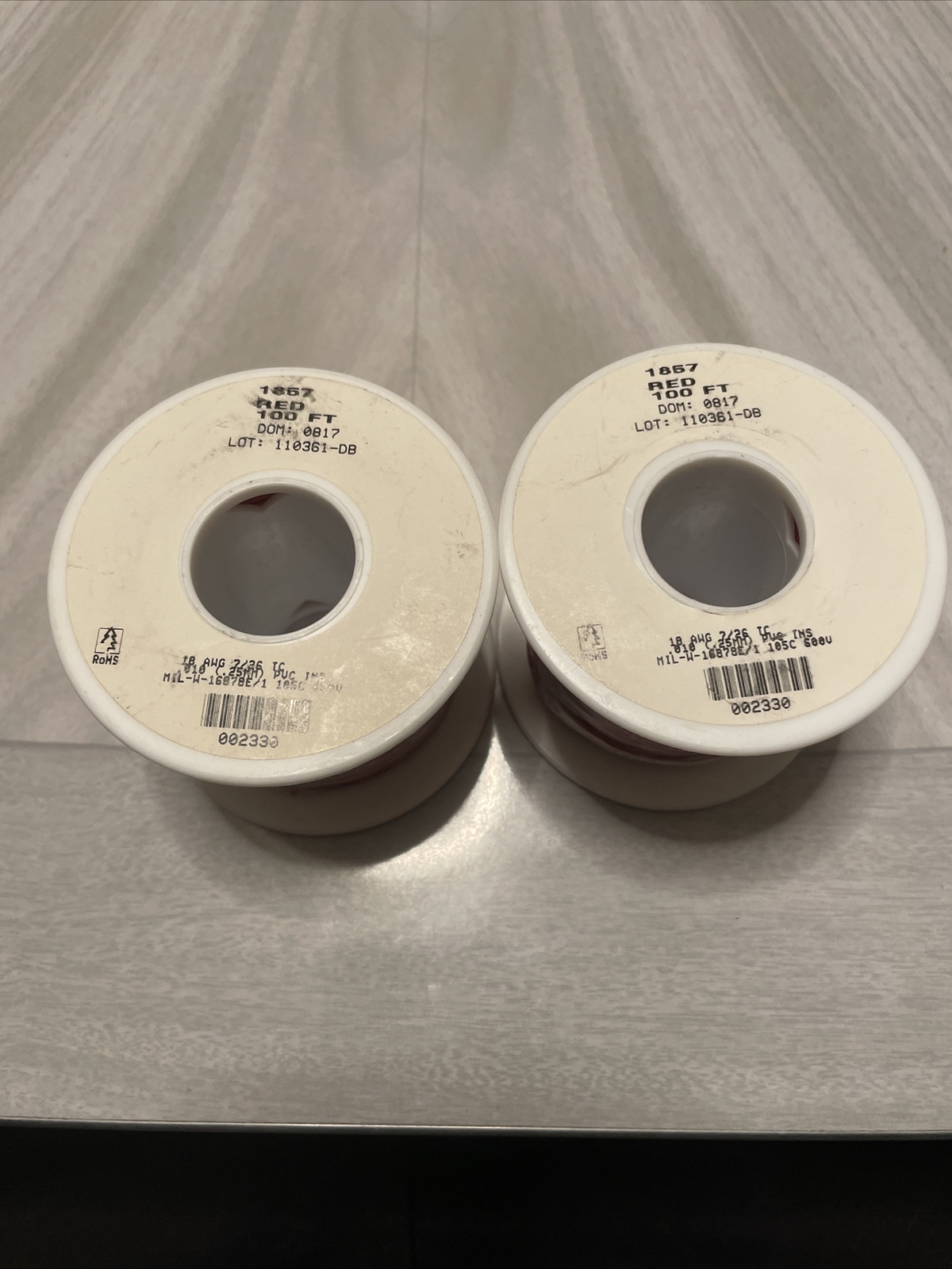 ALPHA WIRE 1857 Red 18 AWG 7/26 TC 600V **Two 100’ Rolls**