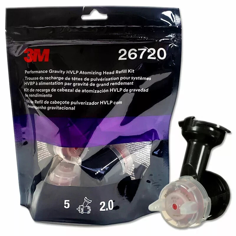 3M™ 26720 Performance Gravity HVLP Atomizing Head Refill Kit, Red, 2.0