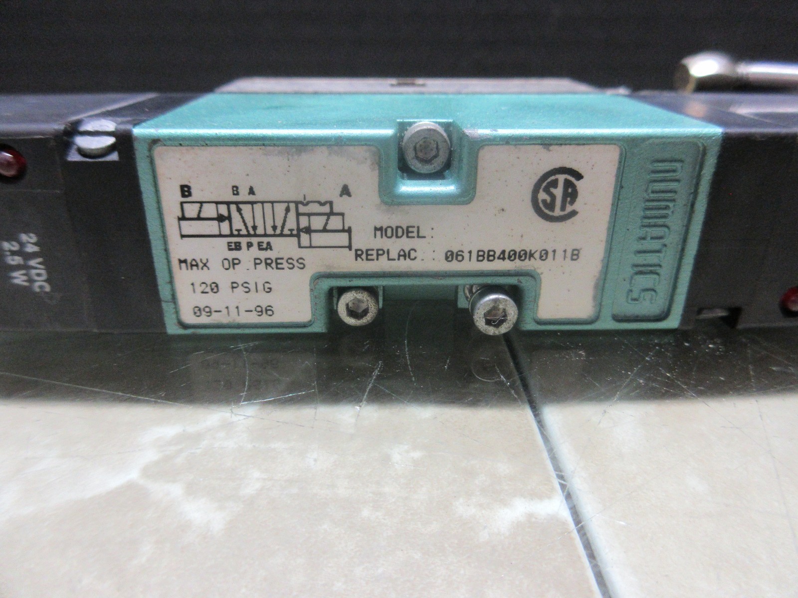PNUMATICS VALVE UNIT 061BB400K011B CNC EDM 24VDC 2.5W