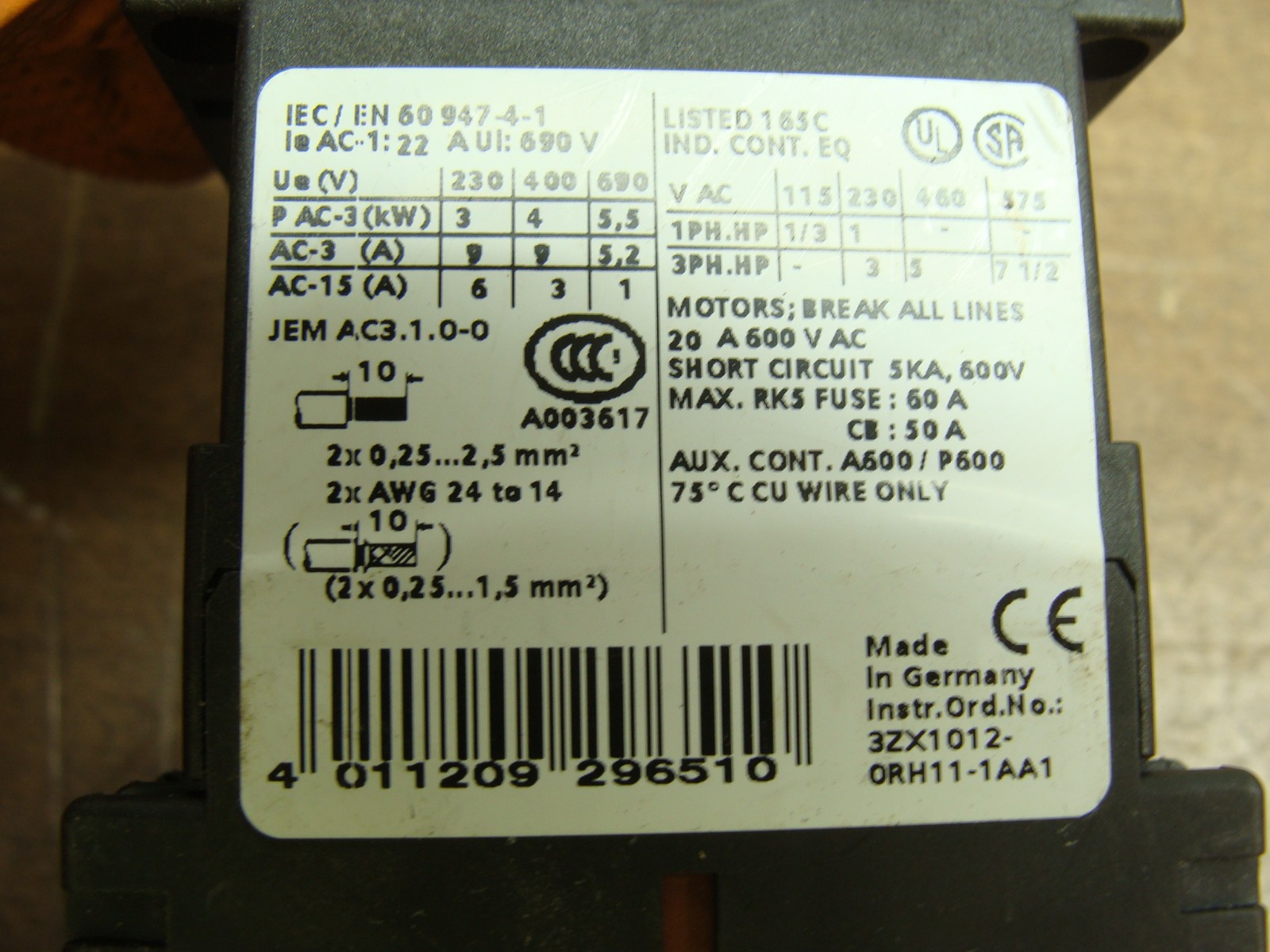 LOT OF 2 SIEMENS CONTACTORS 3RT1016-2BB42 W/3RH1911-2FA40 & 3RT1916-1BB00