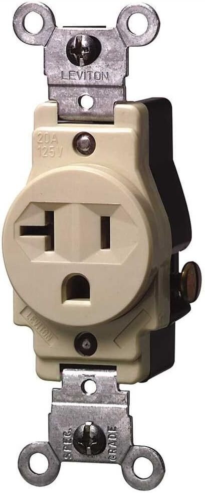 Leviton 5801-W 20A 125V Grounding Receptacle – White