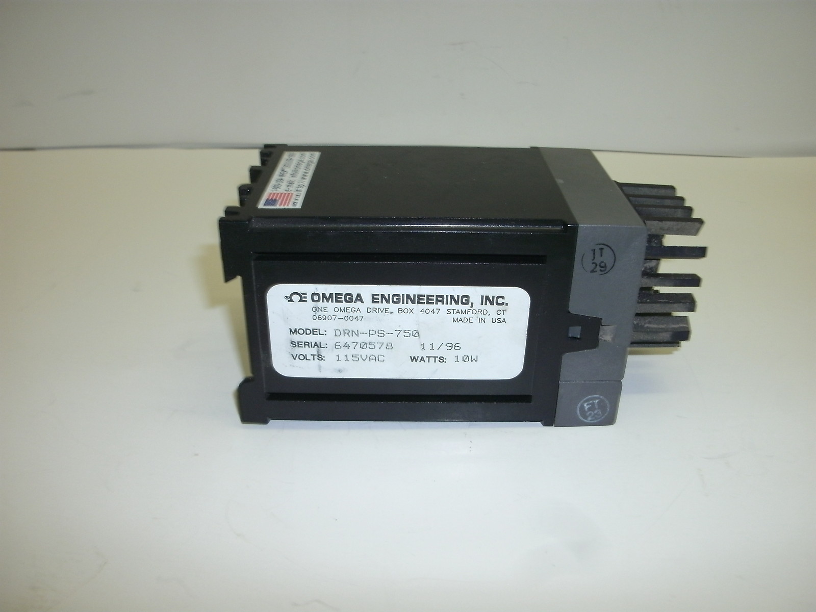 OMEGA ENGINEERING DRN-PS-750 POWER SUPPLY 115VAC WATTS 10W 49-61Hz 24V AT 750mA