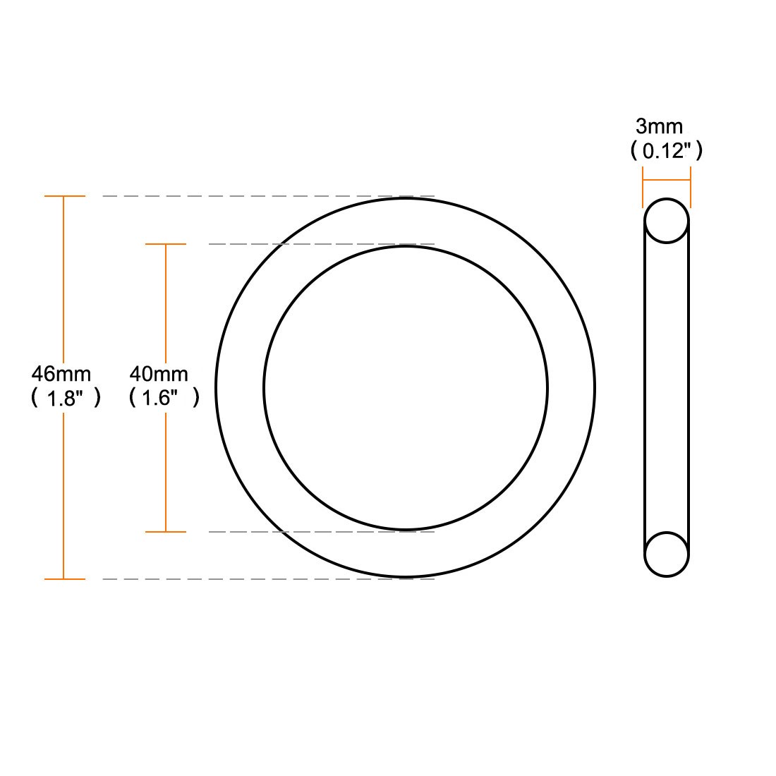 10Pcs 46mm x 40mm x 3mm Black Rubber O Shaped Rings Oil Seal Gasket Washer