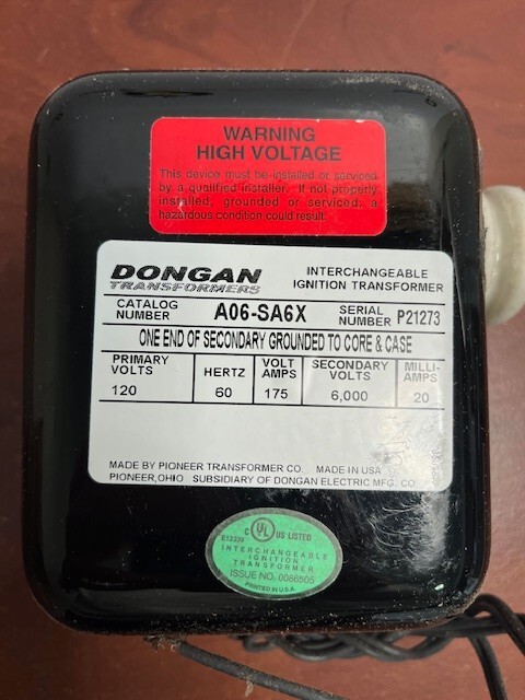 DONGAN TRANSFORMERS A06-SA6X 120V IGNITION TRANSFORMER NEW