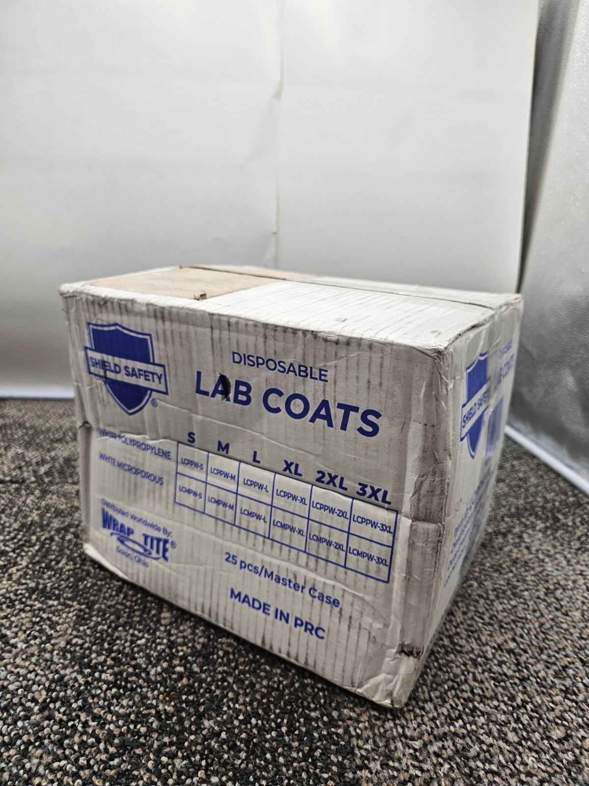 (QTY 25) Wrap Tite LCPPW-M: White 25G PP Lab Coat, Disposable Medium Lab Coat