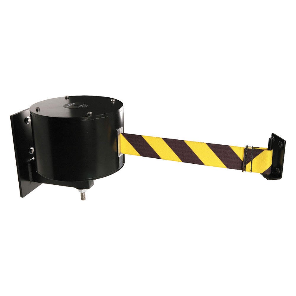 RETRACTA-BELT WM6500-BYD-WP-RE Wall Barrier, 65ft Black/Yellow Belt 20YT89