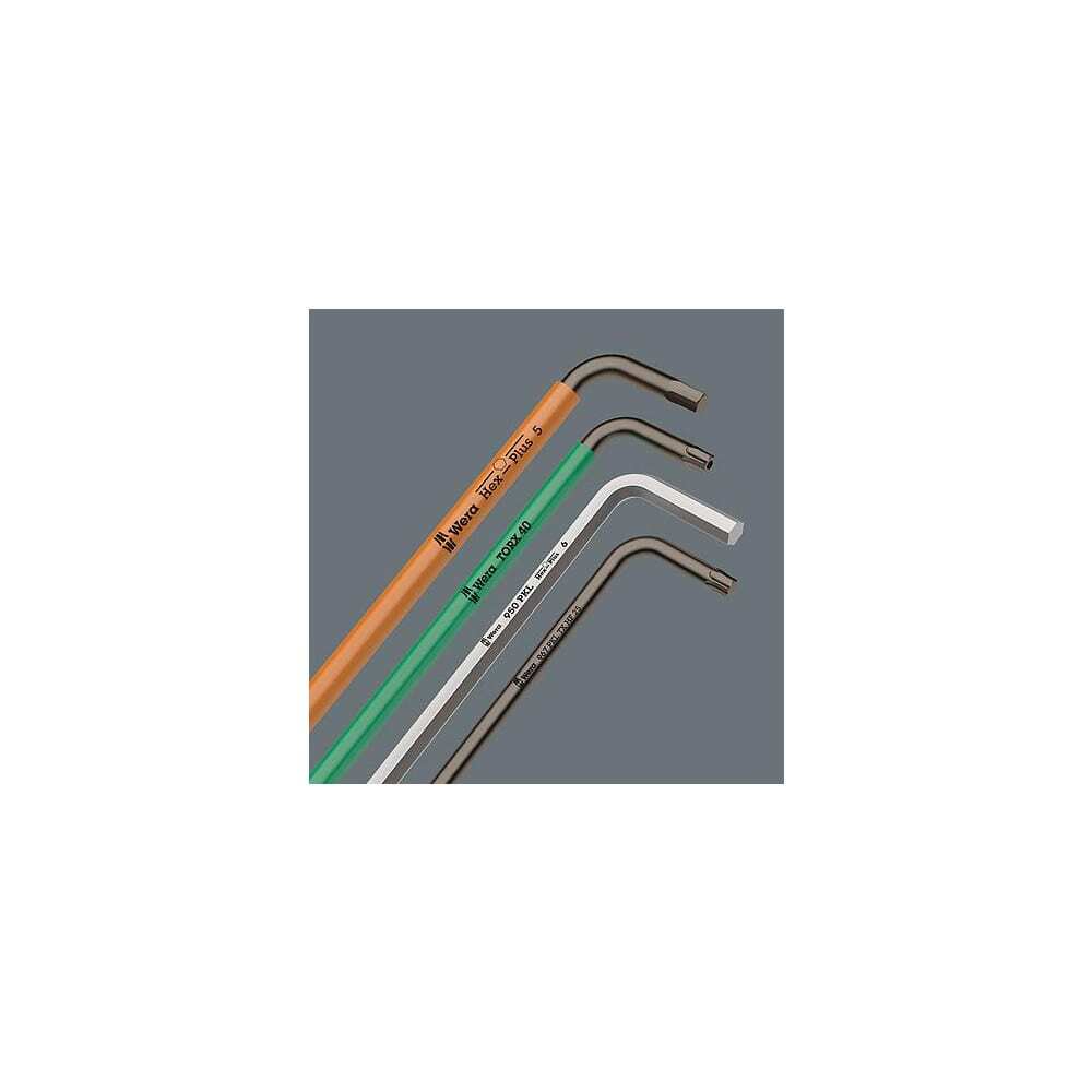 Wera 5022721001 9 Piece L-Key Hex Set, Hex Range 3/32 to 3/8″, Stainless Steel