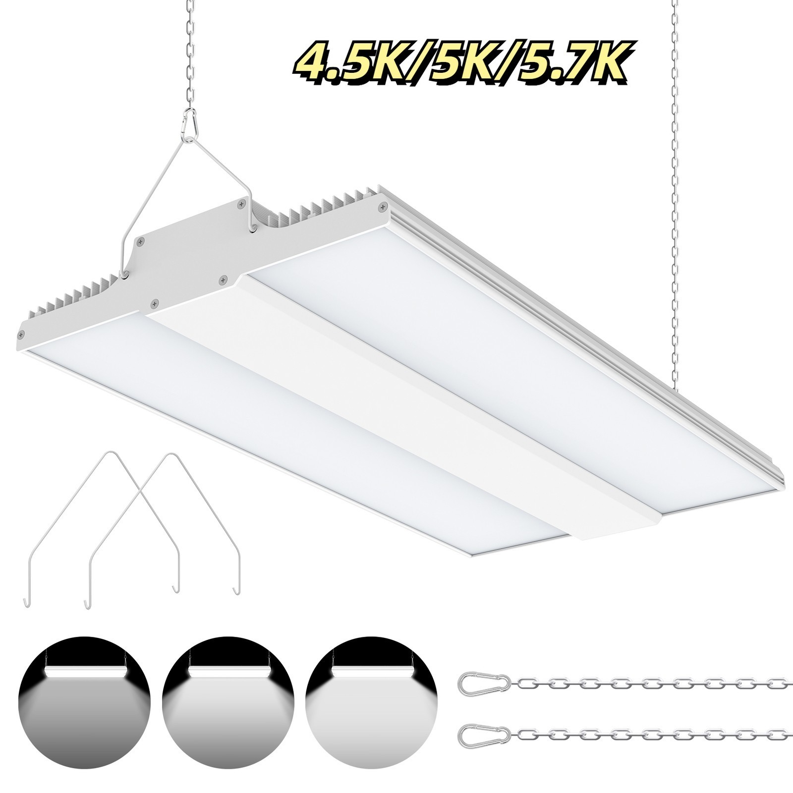 LED Linear High Bay Light 400W Warehouse Garage Shop Lamp 4.5/5/5.7K 100-277VAC