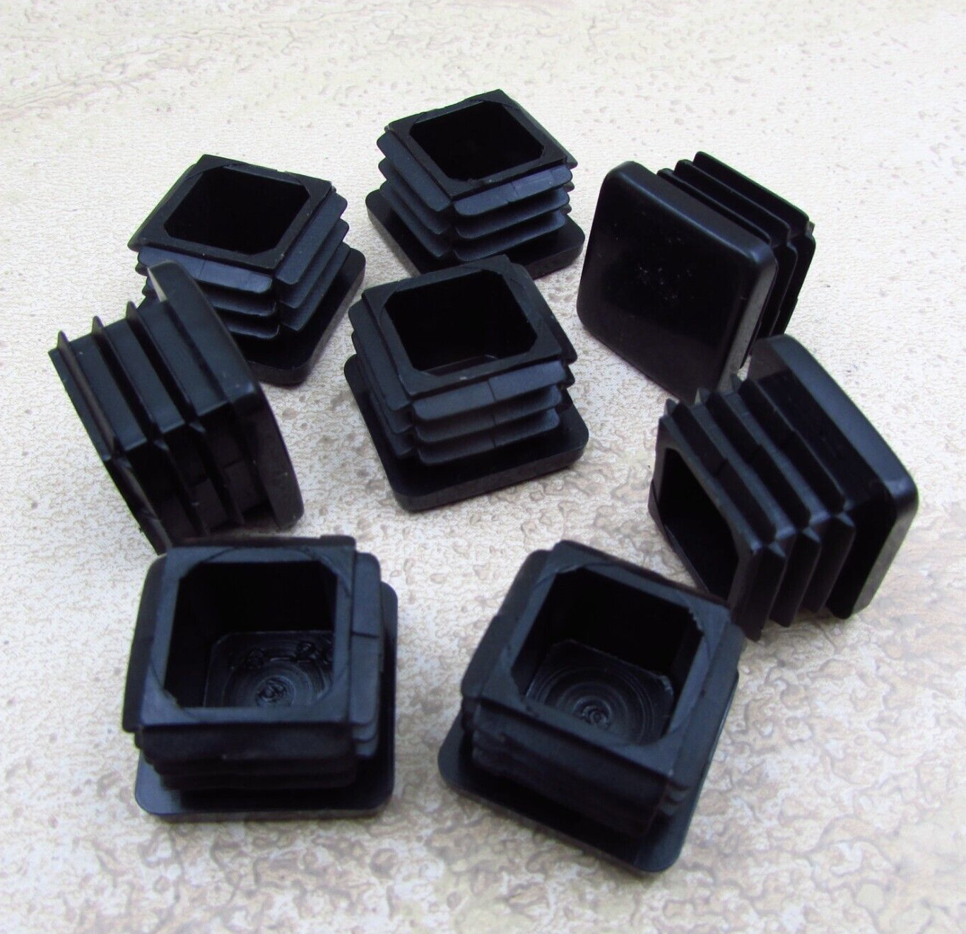 QTY 8 Black 3/4″ Inch, 16-20 Gauge Square Tube End Cap Plastic Insert Plugs