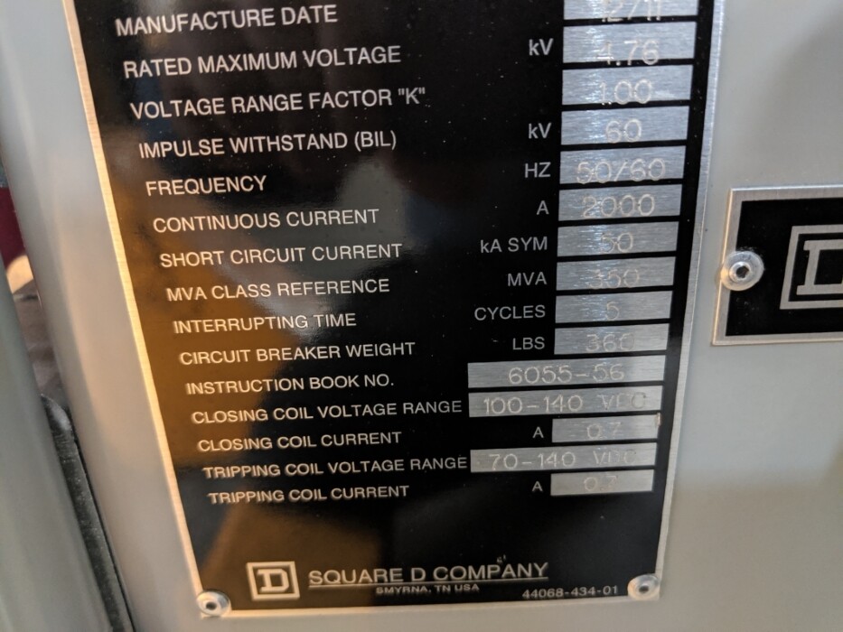 SQUARE D MAGNUM V5FK4233Y00 5GSB2-350-2000 REMAN