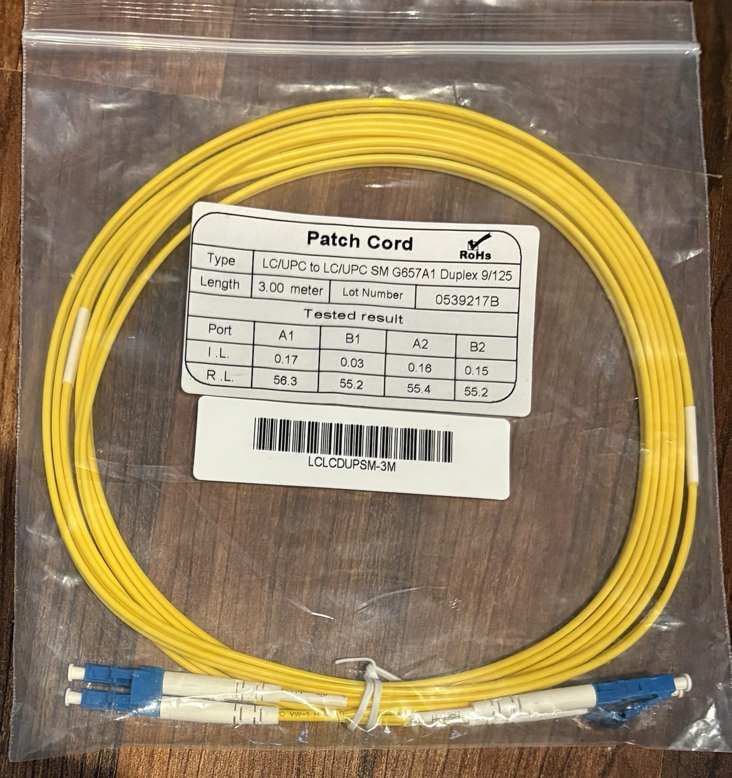 LCLCDUPSM-3M: Duplex Single-Mode Fiber Optic Patch Yellow