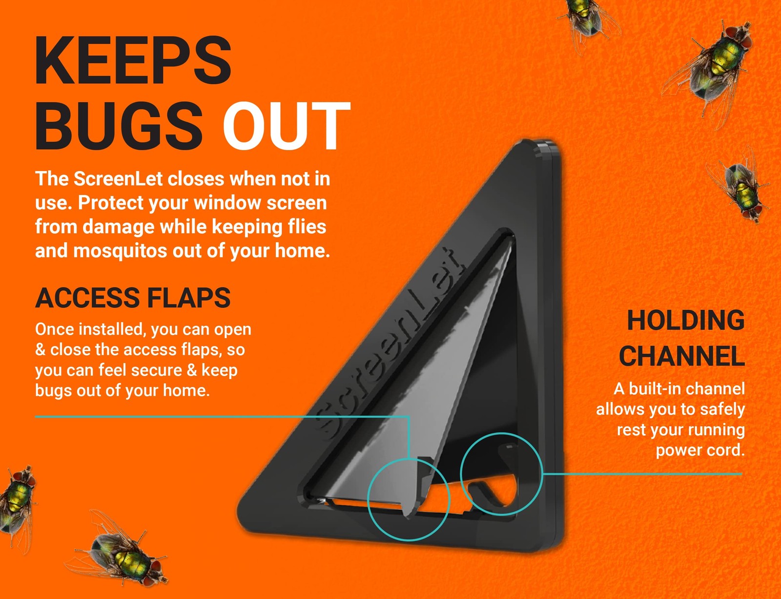 ScreenLet Window Screen Pass Through Attachment – Bring 2 Pack, Black Grey