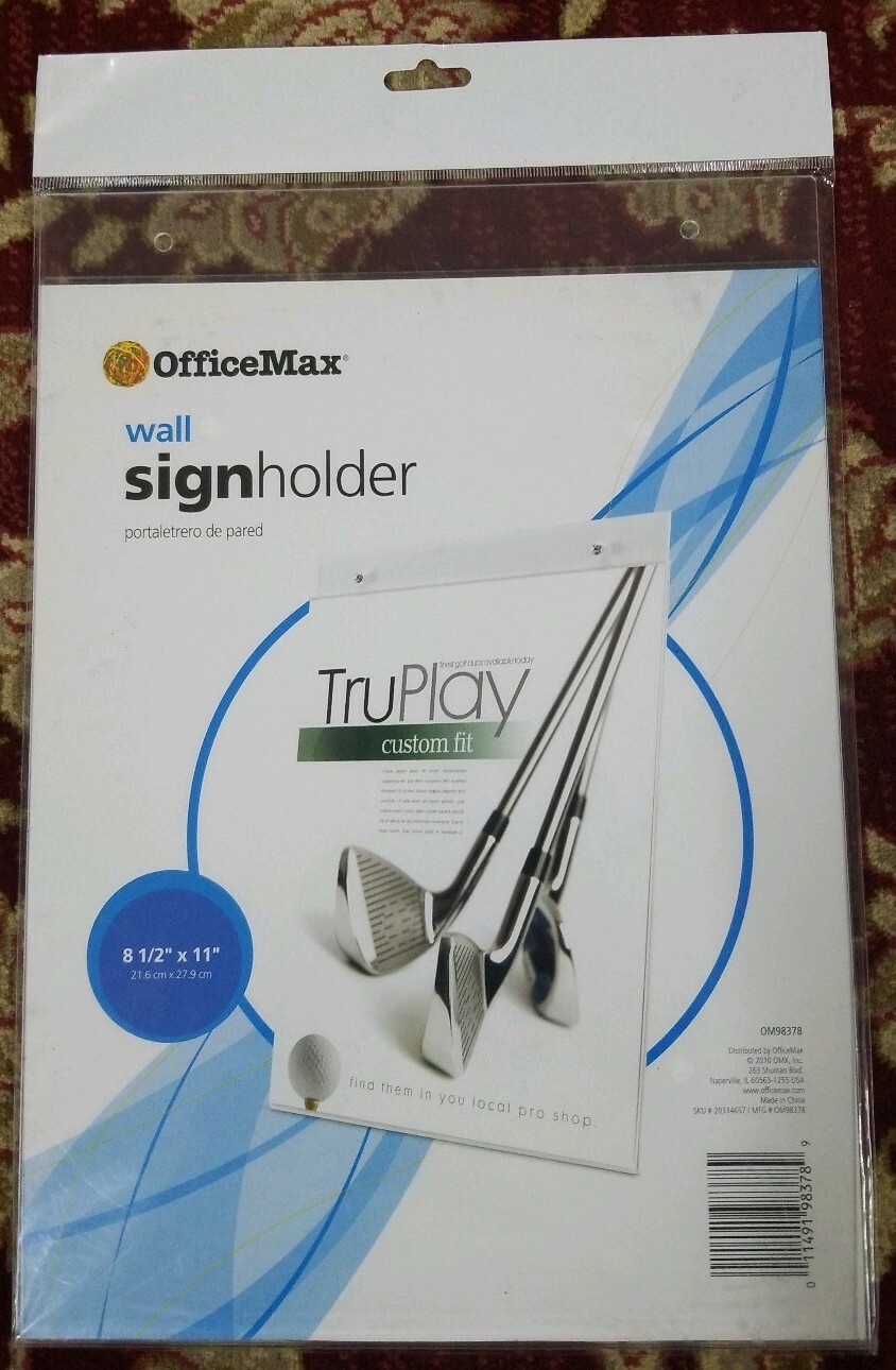 OfficeMax OM98378 Wall Sign Holder OM98378 8.5×11 Inch. — Qty. 4