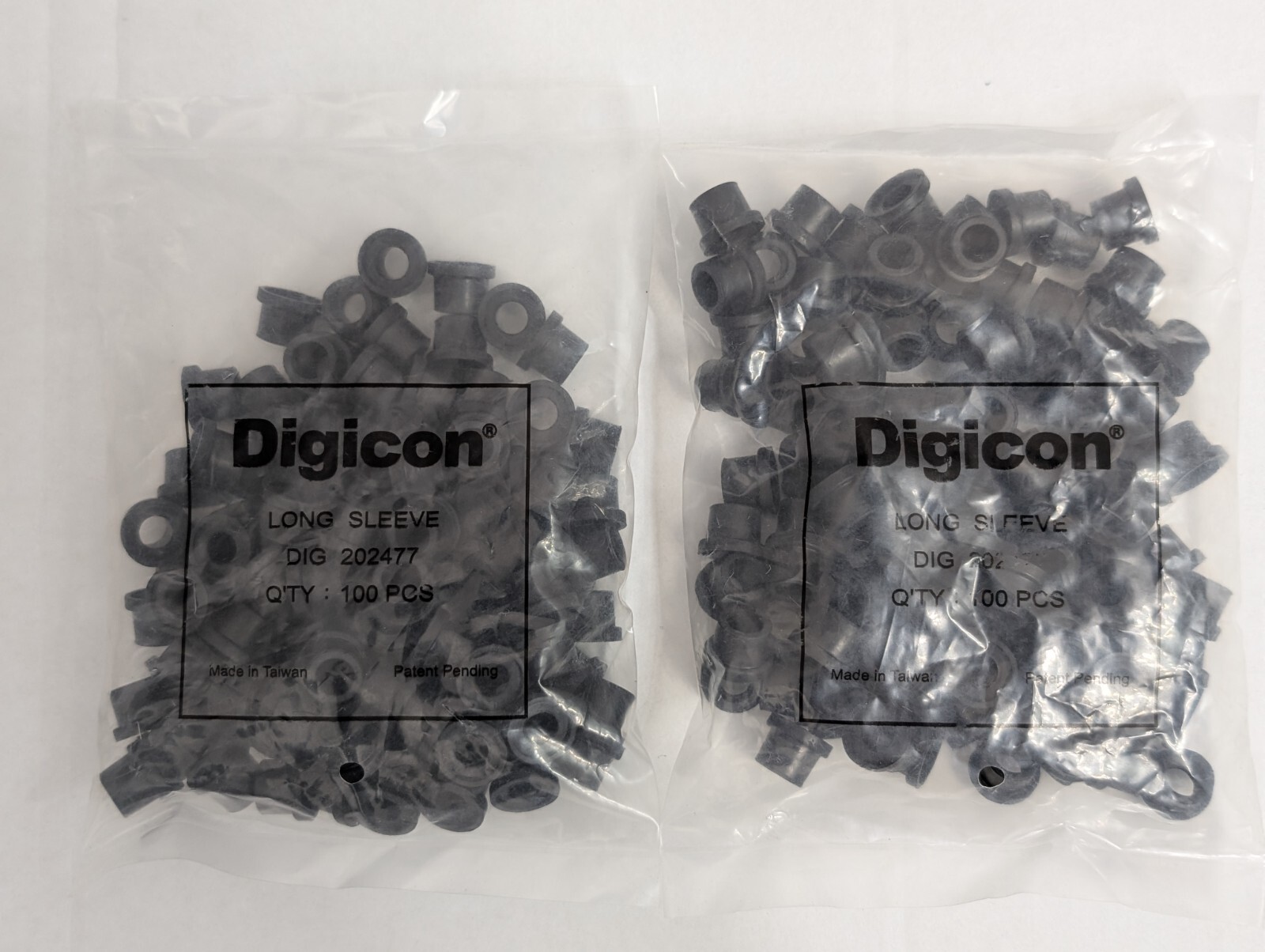 Lot of 200 Digicon Long Sleeve Model DIG 202477 1/2 Inch Top Hat Rubber Gromm