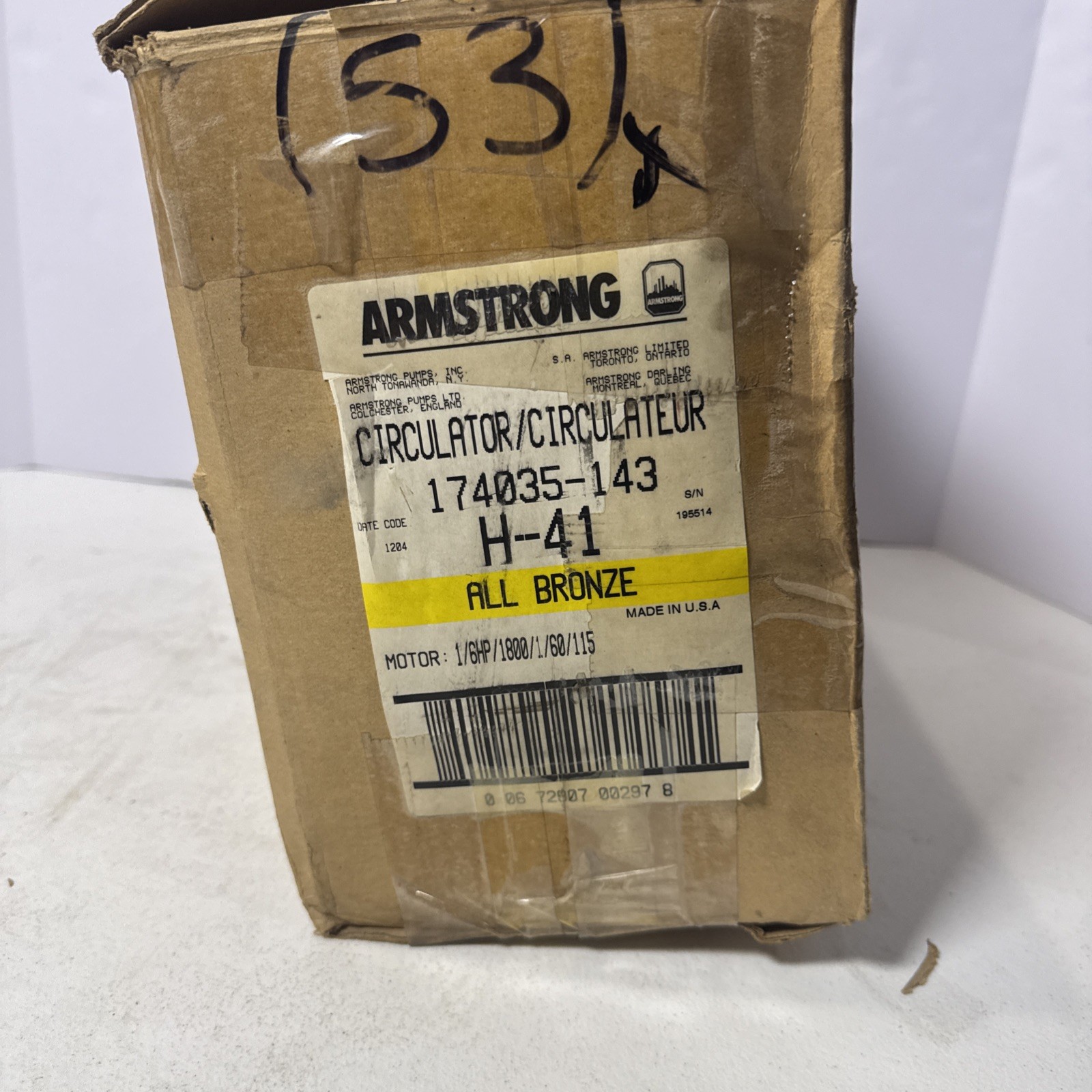 Armstrong 174035-143 H-41 AB/LF Lead Free Bronze Pump 1/6 HP Circulator Pump