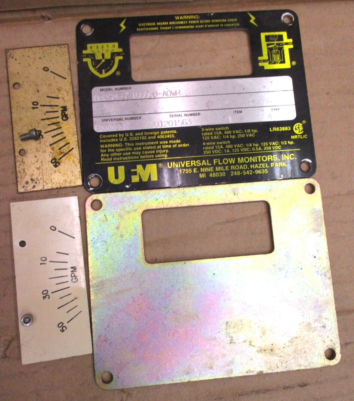 UFM Model No. 050GM-8-100V.9-AOWR Item 1 Type 4 A6739PA
