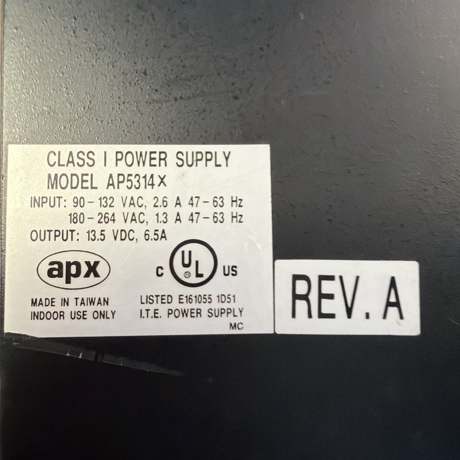 AMX Class I Power Supply With Cord PSN6.5, AP5314X