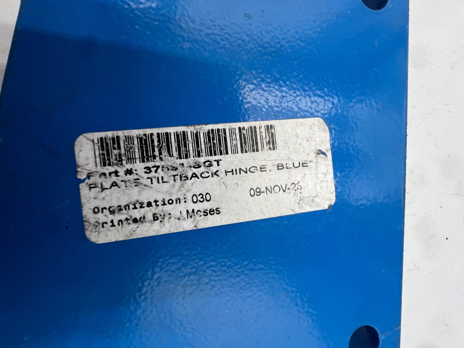 Genuine Terex Plate Tiltback Hinge 37681-SGT 11″ x 4 1/2″ x 4″ x 5″ Blue