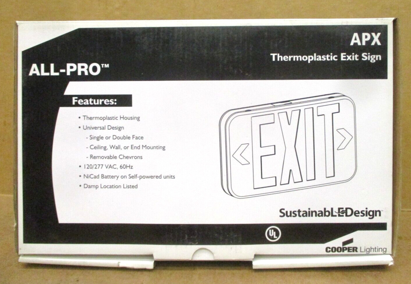 Cooper Lighting APX7R Thermoplastic LED Exit w/ Lamps Included 49870HM