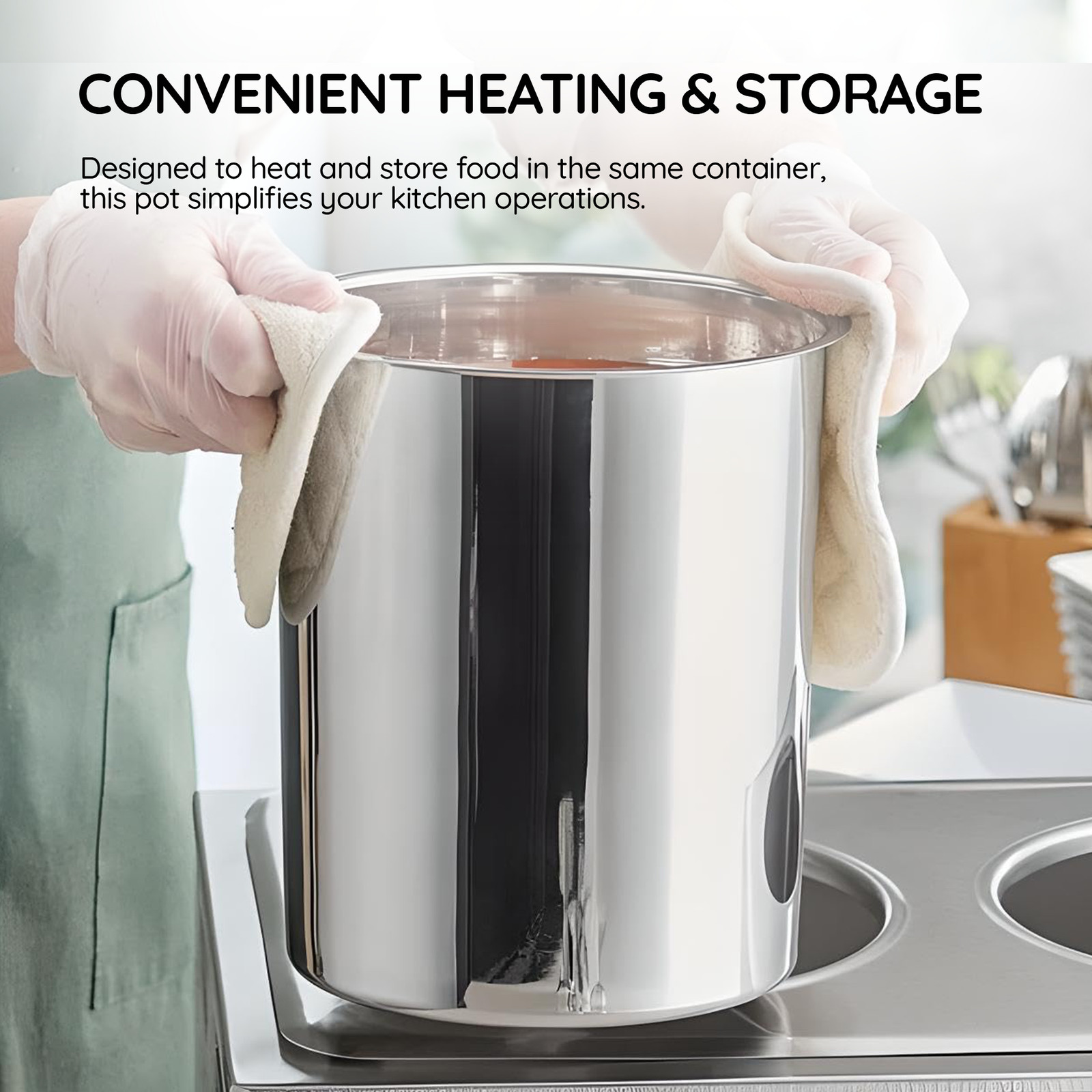 OCS Parts 8 Quart Stainless Steel Bain Marie Pot with Lid | 9-5/8″ x 7-3/8″