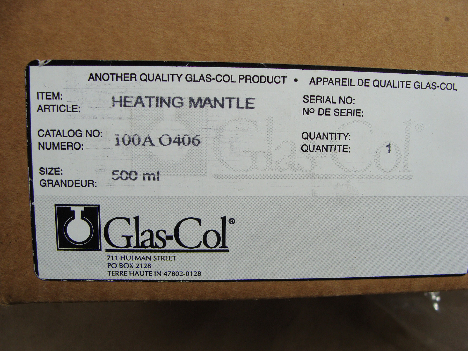 GLAS-COL 100A O406 HEATING MANTLE 500 ml