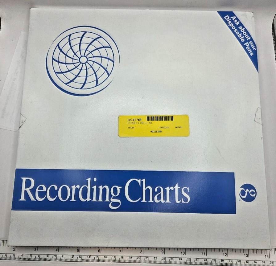 BOX OF 100 GRAPHIC CONTROLS PN-31141214 RECORDING CHARTS PARTLOW 00215208, 0256H