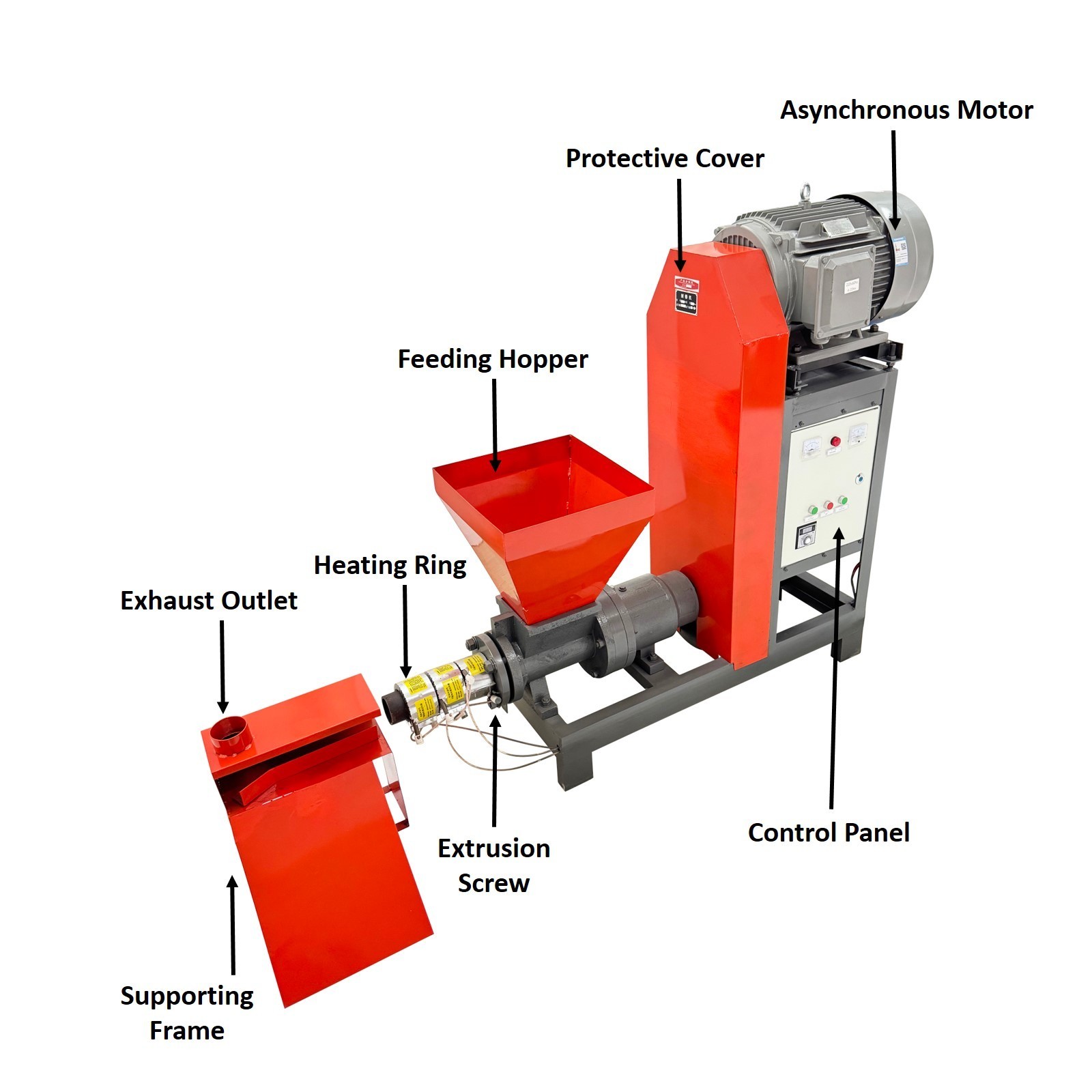220V 3PH 36.7HP Wood Charcoal Molding Machine 220kg/h 4400-5000kcal/kg