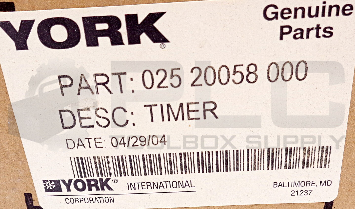 NEW YORK PRECISION 130-4W2/20058-Y TIMER 115VAC 025 20058 000