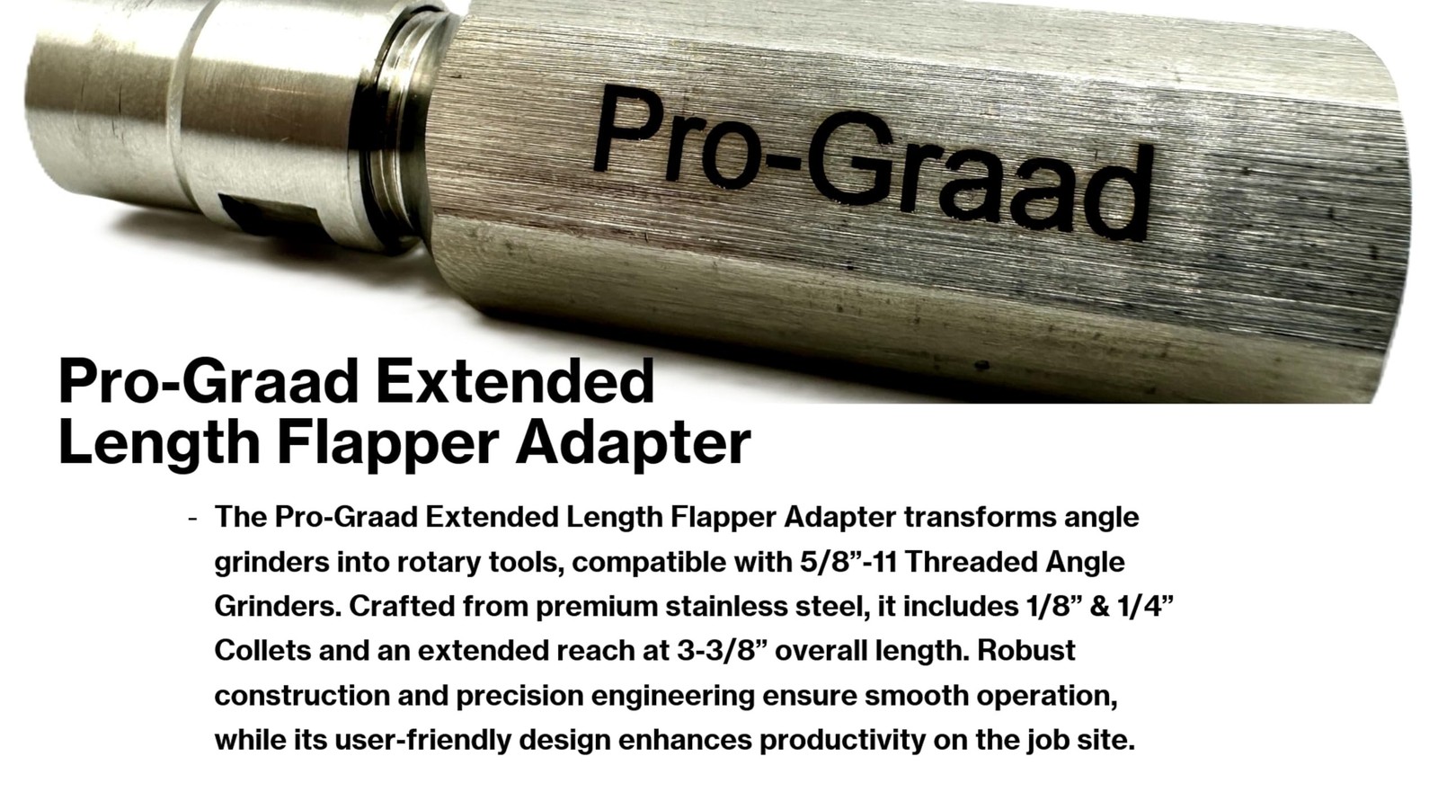 Pro-Graad Angle Grinder Flapper Adapter | 3-3/8” Extended Reach 5/8”-11…