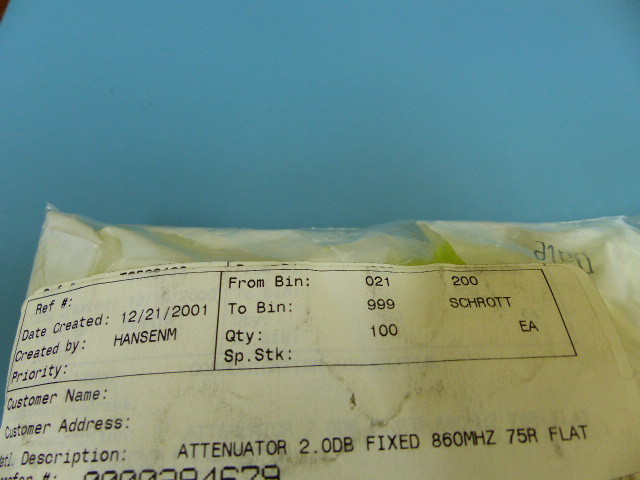 Scientific Atlanta 189405 Qty of 20 per Lot 2dB ATTENUATOR TO5 FIXED 860MHZ