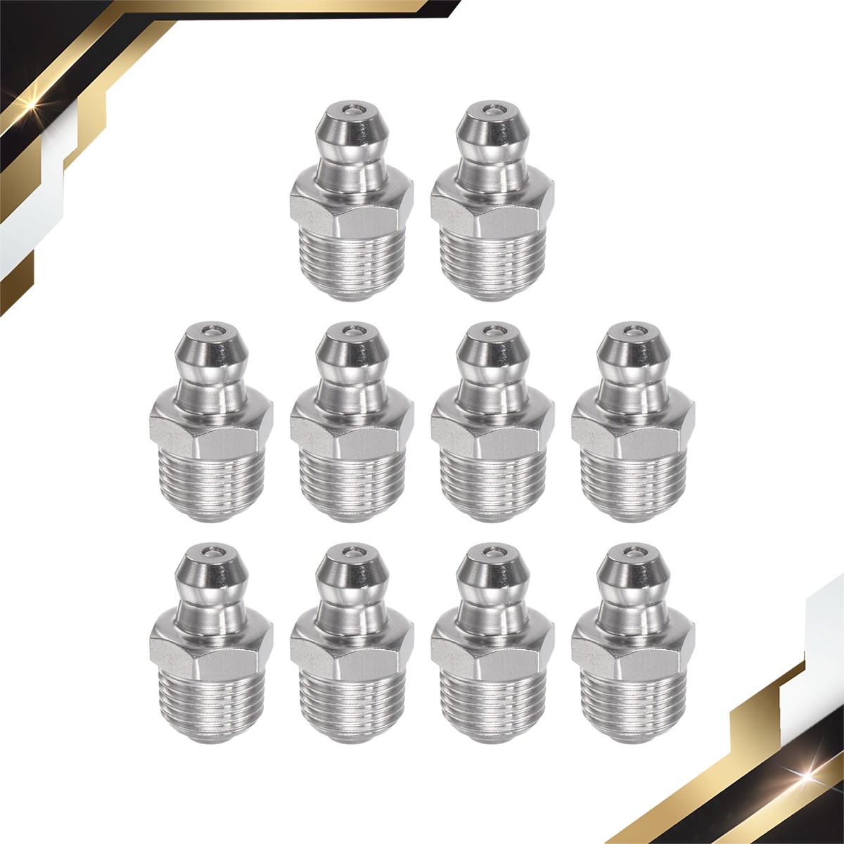 Stainless Steel Straight Grease Fitting 1/8-28″ Thread Hydraulic Grease 10Pcs