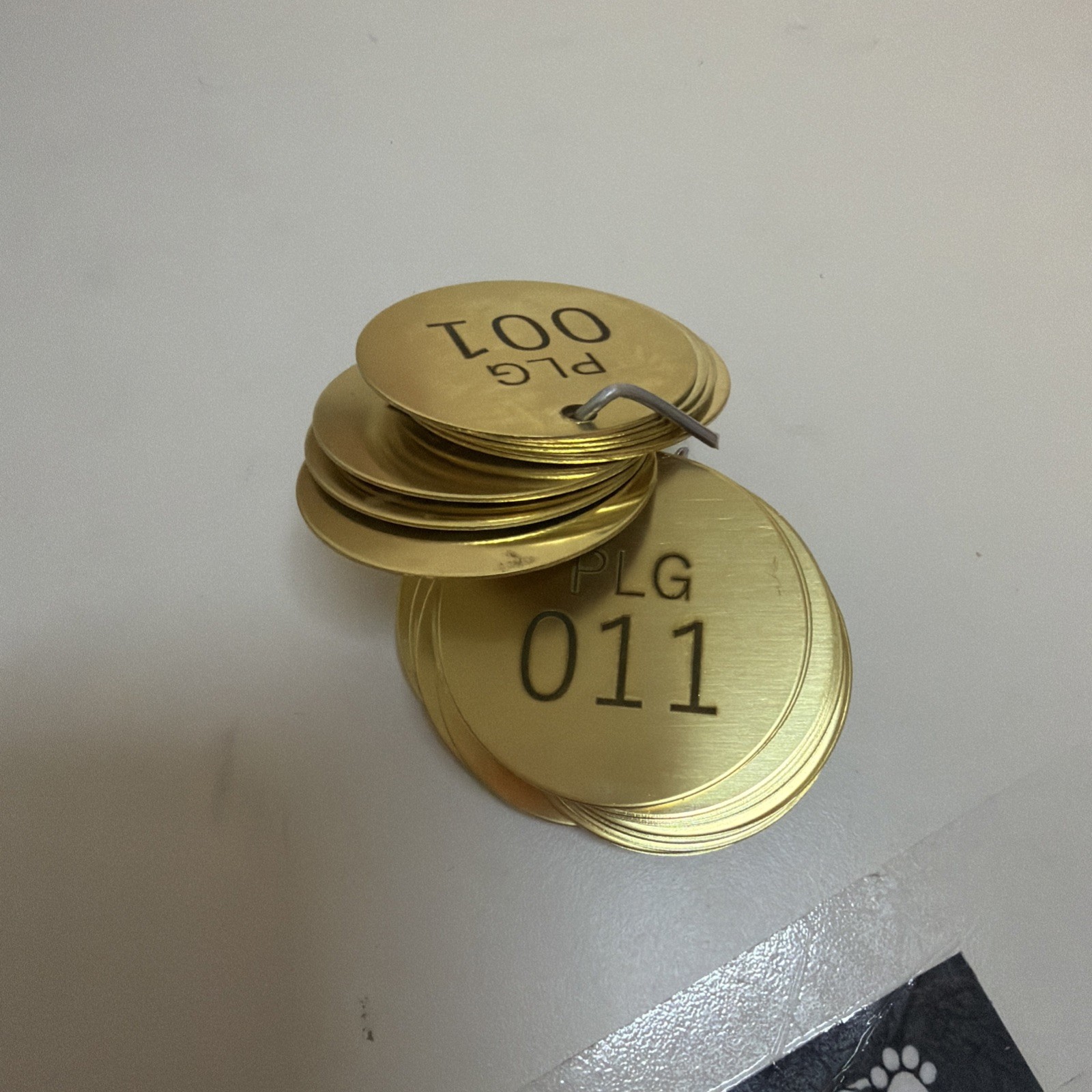 Brady 2″ 100 PACK Stamped Brass Valve Tags Legend “PLG” CHOOSE (001 TO 700)