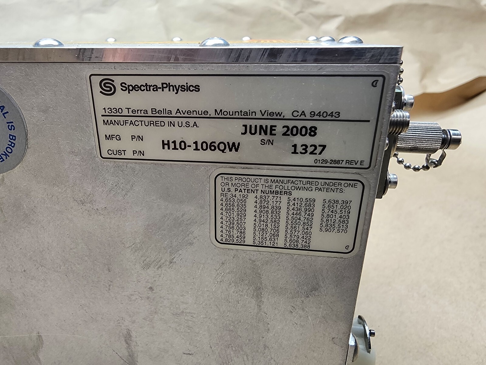 Spectra Physics H10-106QW Industrial Laser Head Unit