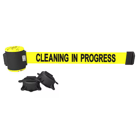 Banner Stakes Pl4112 Retractable Belt Barrier, Yellow, 15 Ft Length, Closed For