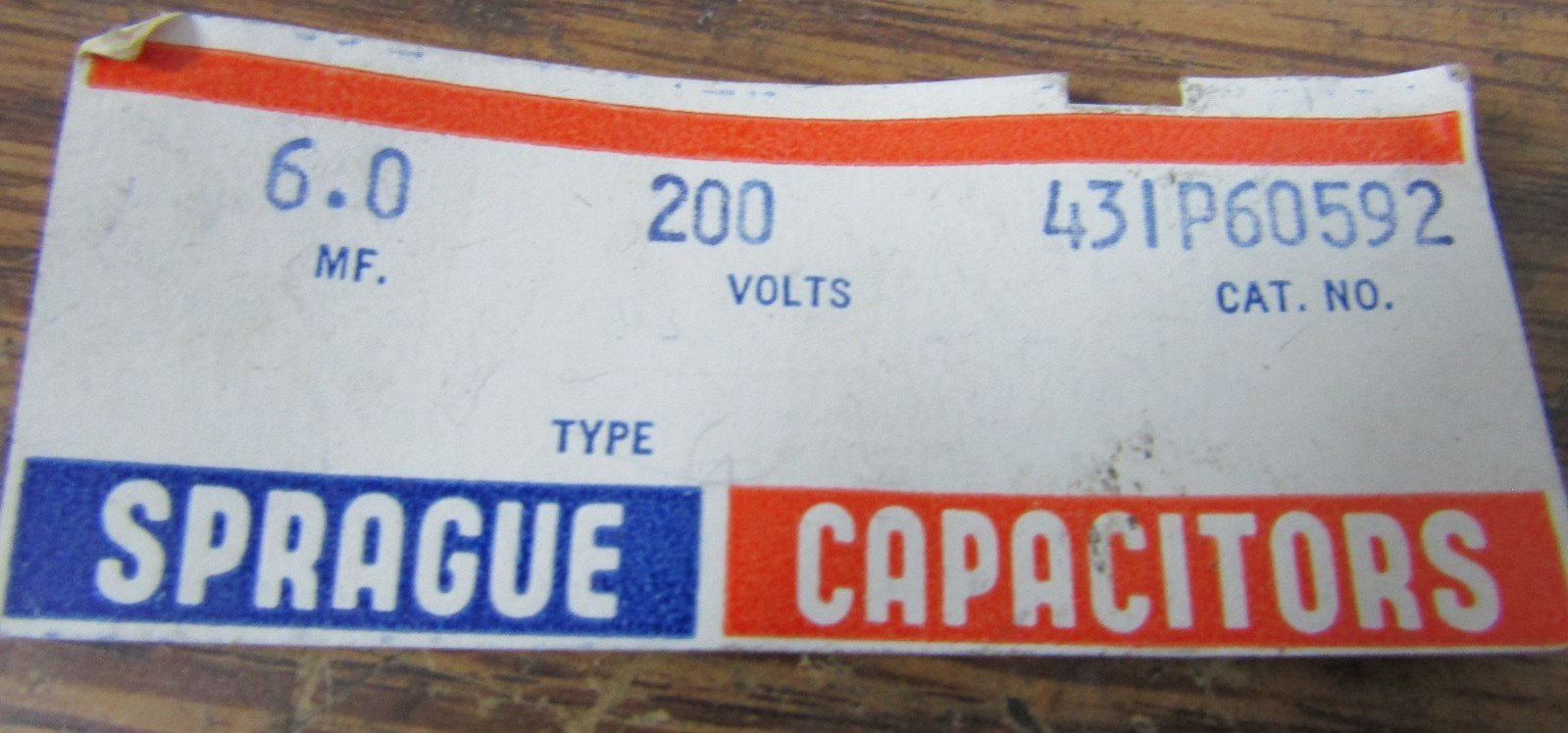 ✌️6) NEW SPRAGUE 431P CAPACITOR 6.0MFD 200VDC 10% 431P60592 LOT OF 6